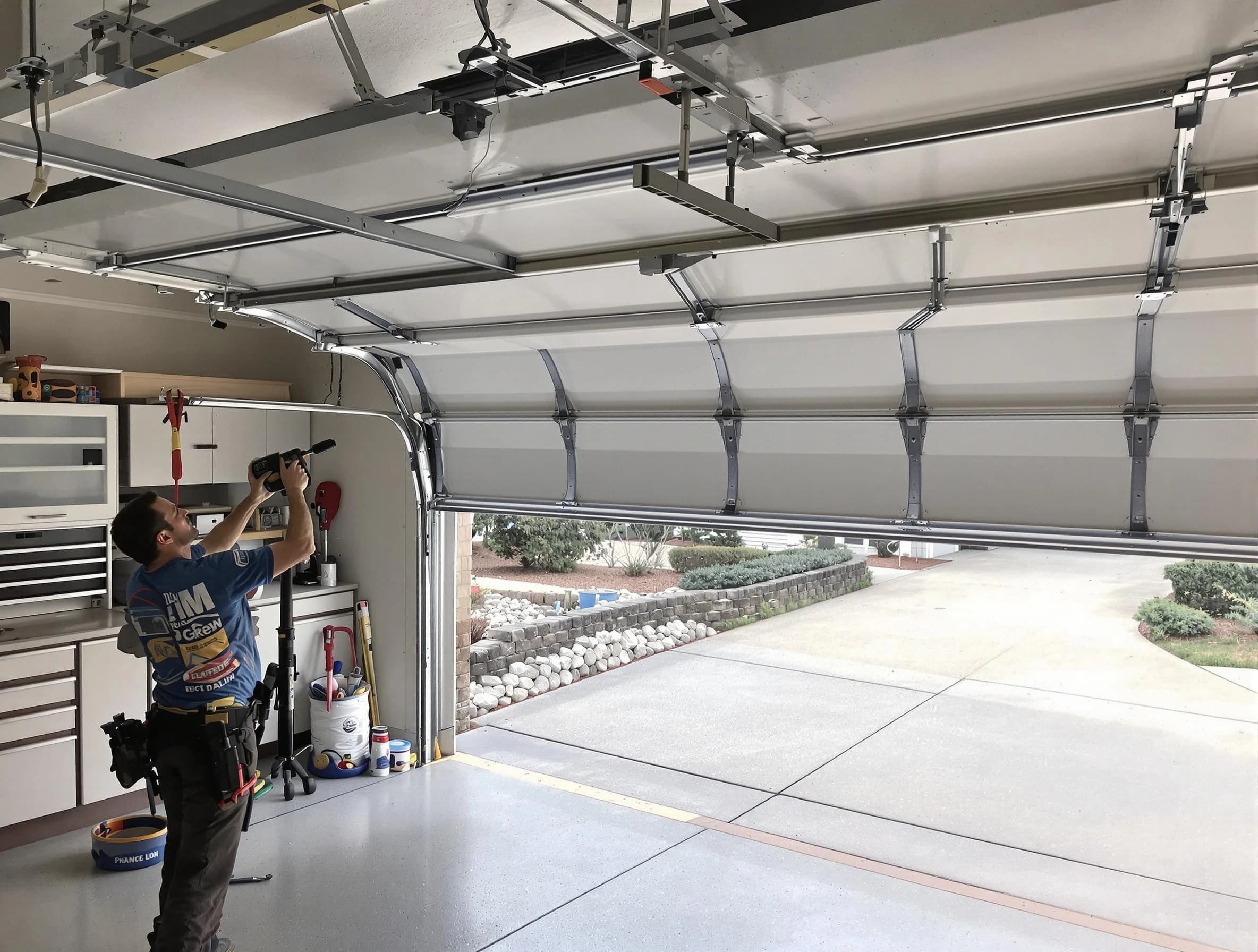 Garage door track repair service by Stonecrest Garage Door Repair in Stonecrest
