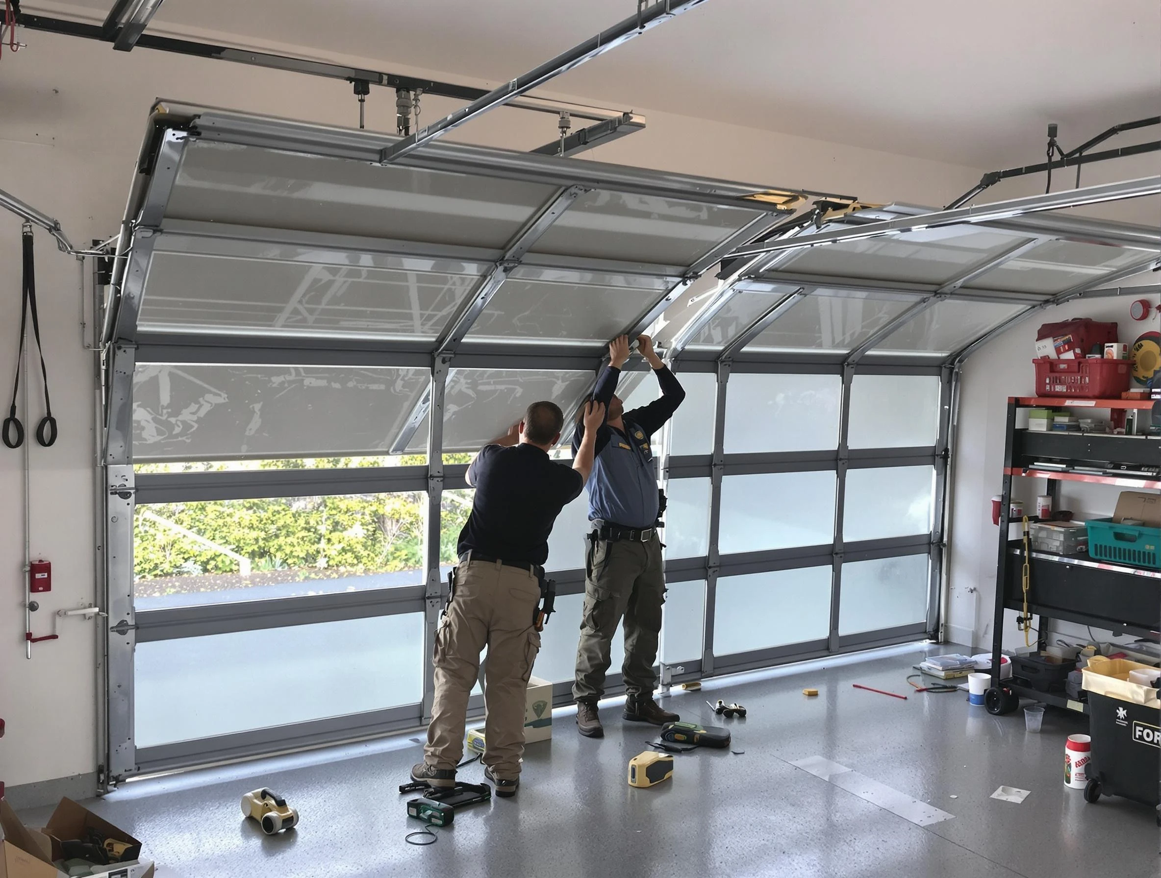 Stonecrest Garage Door Repair expert performing precise panel replacement on Stonecrest garage door