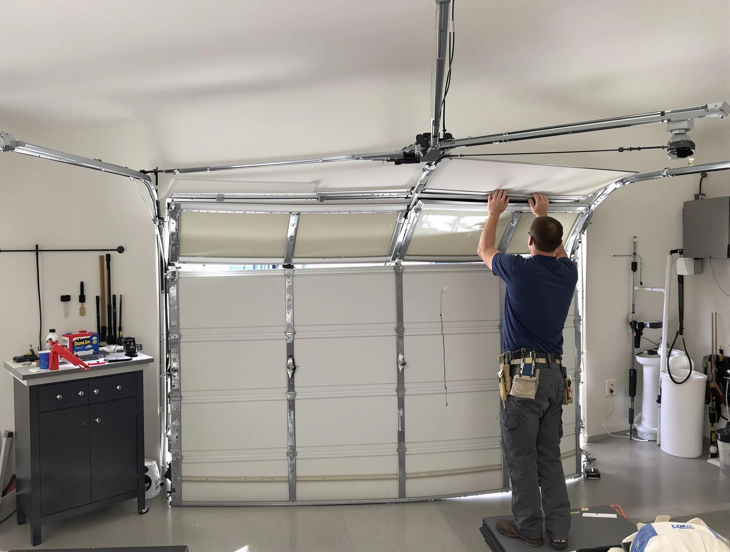 Stonecrest Garage Door Repair specialist performing precise section replacement on Stonecrest garage door