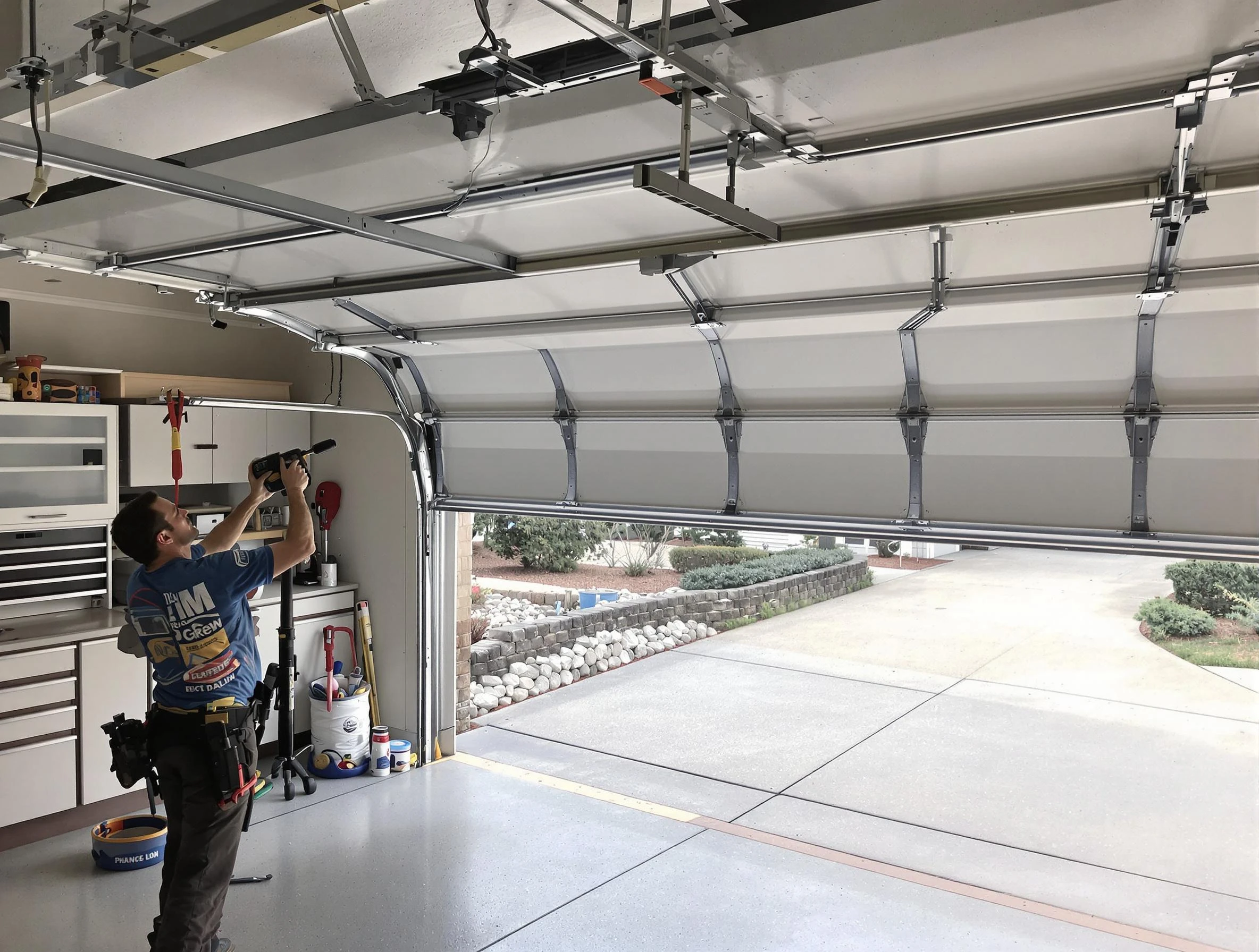 Garage door track repair service by Stonecrest Garage Door Repair in Stonecrest